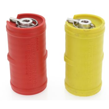 Begadi Frag Grenade Set, gasbetrieben, Bundle mit überarbeitetem Boden -rot + gelb, 2er Set- (frei ab 18 J.)
