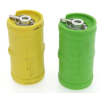 Begadi Frag Grenade Set, gasbetrieben, Bundle mit überarbeitetem Boden -gelb + grün, 2er Set- (frei ab 18 J.)