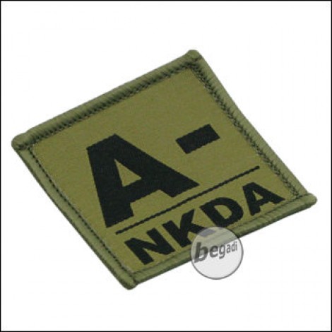 BE-X Bloodtype patch "A, neg. - NKDA" - OD green