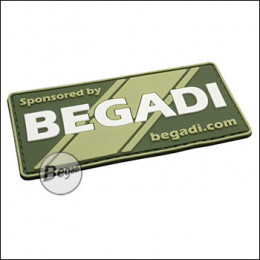BE-X 3D Patch "Sponsored by Begadi", design 2, made of hard rubber, with velcro - olive