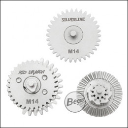 Begadi Silverline M14 CNC Gearset (Low Noise) - electroplated - 18:1 with 16T Sector Gear [Cyma / Begadi Sport]