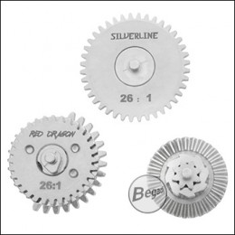 Begadi Silverline CNC Gearset (Low Noise) - electroplated - 26:1 with 16Z Sector Gear (Torque Up)