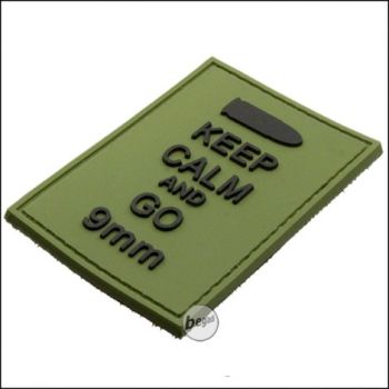 BE-X 3D badge "Go 9mm", hard rubber, with velcro - olive