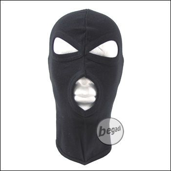 Balaclava, 3-hole, thin, black, 100% cotton