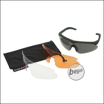 SWISS EYE safety goggles -Raptor- set, frame "rubber green", with 3 lenses [10163]