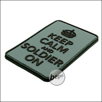 BE-X 3D Badge "Soldier on" made of hard rubber, with velcro - green/grey