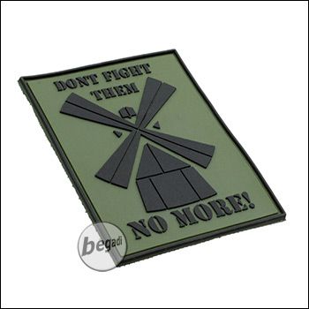 3D Badge "Fight them no more" hard rubber, with velcro - olive