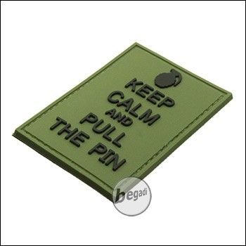 BE-X 3D badge "Pull the Pin", hard rubber, with velcro - olive