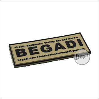 3D Abzeichen "Begadi Shop", Classic Design, aus Hartgummi, mit Klett - TAN