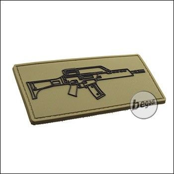 Begadi 3D badge "HW60K" hard rubber, with Velcro - TAN