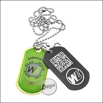 WE Erkennungsmarke / Dogtags mit Kette - grün/schwarz