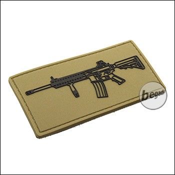 Begadi 3D Badge "HW4 SR", Classic, made of hard rubber, with Velcro - TAN