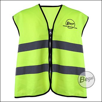 Begadi safety vest / high-visibility vest "No Target", yellow, unisex, with reflectors - size XL-XXXL (75x70cm)