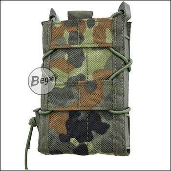 Begadi Basic Magazintasche / Mag Pouch für Sturmgewehre, (M4, AK etc.) aus Kunststoff & Nylon -flecktarn-