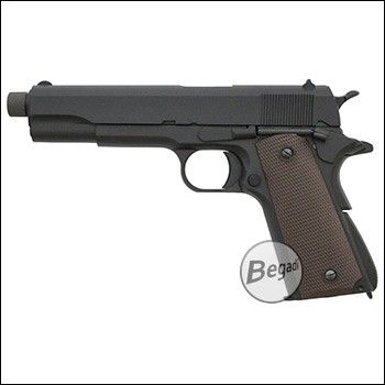 KJW M1911 "PRO" GBB, Gas Version, mit Begadi Stainless Efficiency Ventil, CNC Alu Pistonhead, Koffer & Maintenance Kit (frei ab 18 J.)