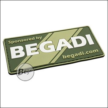 BE-X 3D Abzeichen "Sponsored by Begadi", Design 2, aus Hartgummi, mit Klett - olive