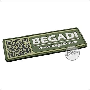 3D badge "Begadi Shop", QR code design, made of hard rubber, with velcro - olive