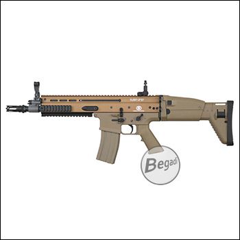 Begadi MK16 Sport / FN Herstal SCAR-L Upgrade Semi AEG with Begadi CORE EFCS / Mosfet & PRO HopUp, metal version -TAN- (18+)