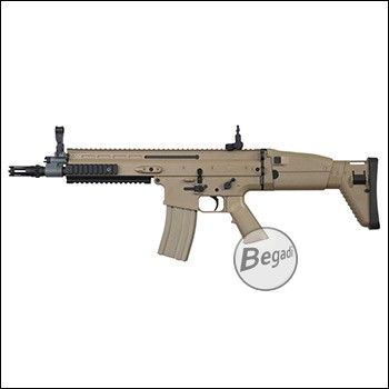 Begadi MK16 Sport / FN Herstal SCAR-L Upgrade S-AEG mit Begadi CORE EFCS / Mosfet & PRO HopUp, ABS Version -TAN- (frei ab 18 J.)