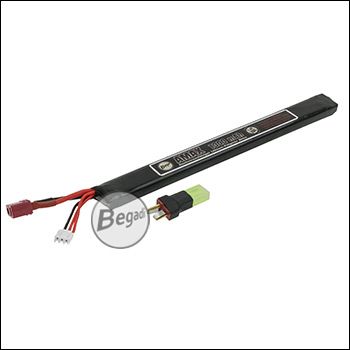 Begadi "AMAX" LiPo Akku 7,4V 1300mAh 25C Slim / AK Single Stick mit Dean & Adapter auf Mini TAM -weiß-