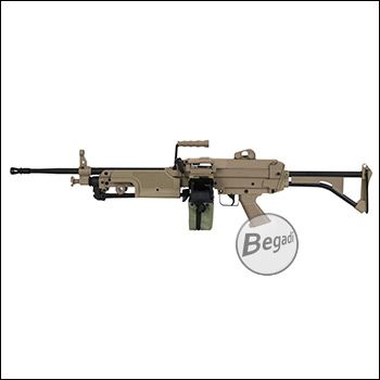 A&K M249 MK1 Upgrade LMG AEG, Nylon Version mit PRO HopUp, TAN < 0,5 J.