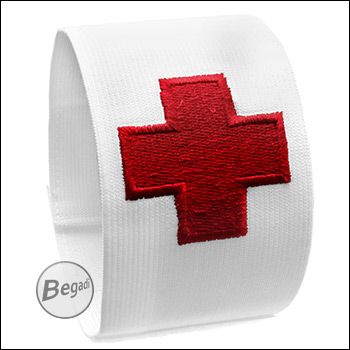 BEGADI paramedic wristband MEDIC "FLEX VERSION", 1 piece, elastic - white with embroidered red cross