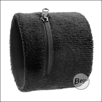 Begadi Wristband / Schweißband, mit eingesetzter Tasche -schwarz-