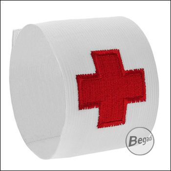 BEGADI Sanitäter Armband MEDIC "FLEX VERSION", 1 Stück, elastisch -weiss- mit gesticktem rotem Kreuz