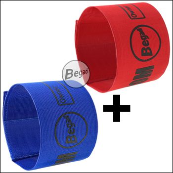 Begadi Team Armband / Patch Set "Flex Version", elastisch, mit Klettfläche, 2 Stück, rot/blau