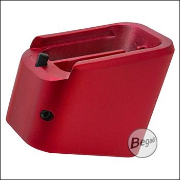 Magazine base for Army Armament R17 / KJW KP-13 / WE-G series GBB magazines, aluminum (long version) -red-