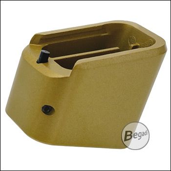 Magazine base for Army Armament R17 / KJW KP-13 / WE-G series GBB magazines, aluminum (long version) -gold colored-