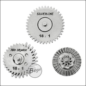 Begadi Silverline CNC Gearset (Low Noise) - nickel plated - 18:1 with 16Z Sector Gear