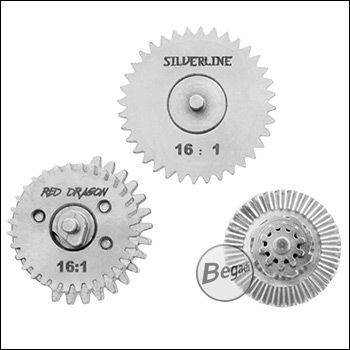 Begadi Silverline CNC Gearset (Low Noise) - nickel plated - 16:1 with 16Z Sector Gear