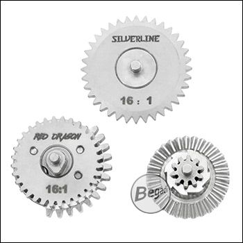 Begadi Silverline CNC Gearset (Low Noise) - nickel plated - 16:1 with 13Z Sector Gear