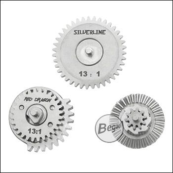 Begadi Silverline CNC Gearset (Low Noise) - nickel plated - 13:1 with 12Z Sector Gear