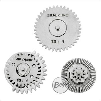 Begadi Silverline CNC Gearset (Low Noise) - nickel plated - 13:1 with 16Z Sector Gear