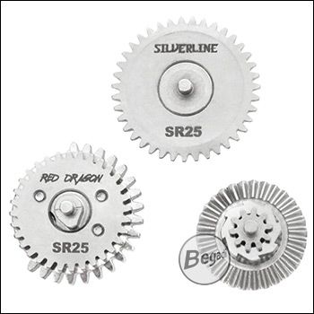 Begadi Silverline MOD25 / SR25 / BR10 CNC Gearset (Low Noise) - nickel plated - 18:1 with 19Z Sector Gear