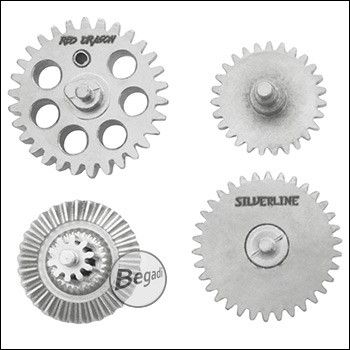 Begadi Silverline SVU / SVD CNC Gearset (Low Noise) - nickel plated - 27:1 with 19Z Sector Gear [Cyma / Begadi Sport]