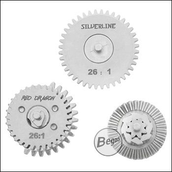 Begadi Silverline CNC Gearset (Low Noise) - nickel plated - 26:1 with 16Z Sector Gear (Torque Up)