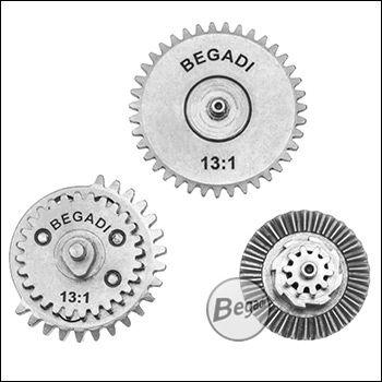 Begadi Silverline SR25 - CNC Gearset (Low Noise) - galvanisch vernickelt - 13:1 mit 19Z Sector Gear