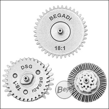 Begadi Silverline DSG - CNC Gearset (Low Noise) - galvanisch vernickelt - 9:1 mit 8Z Sector Gear