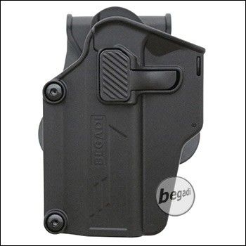 BEGADI "Multi Fit" hard holster with paddle, black -left-