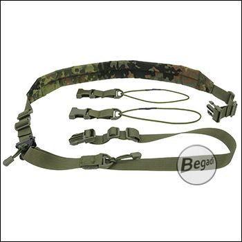 Begadi 2-Point Sling "Universal Rifle", with 2 adapters and one-handed quick adjustment, flecktarn