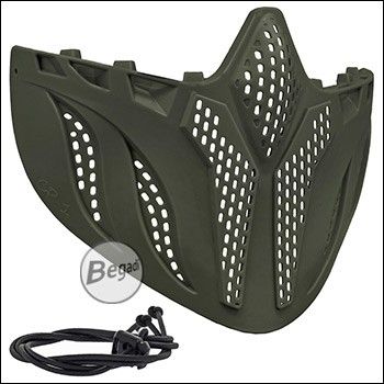 Face shield with adjustable neck strap, for Begadi safety spectacles CP1, extended / large - olive