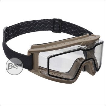 Begadi CP1 Schutzbrille mit Double Lens, Set mit Helmmontage, "RX Version" (für Brillenträger) - TAN