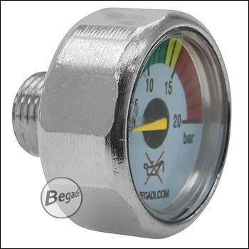 Manometer bis 20 Bar (0- 290 PSI) für Begadi "TAIFUN" & "HURRICANE" HPA / CO2 Regulator