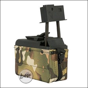 Mini Magazin für A&K M249 Serie, inkl. Akku & Lader, 1500 Schuss - camo