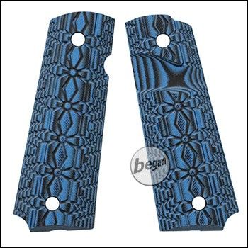 Begadi G10 grip plate set for KJW / WE / Army / Marui 1911 series -blue cross-