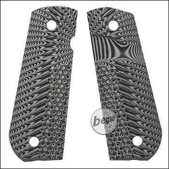 Begadi G10 grip plate set for KJW / WE / Army / Marui 1911 series -grey / ronin (rounded)-