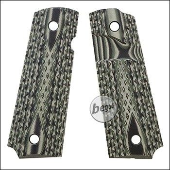 Begadi G10 grip plate set for KJW / WE / Army / Marui 1911 series -green camo-